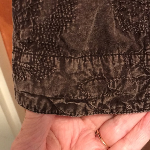 Chico’s Chocolate Brown Jean Style Jacket with Textured Quilt Stitching - Picture 7 of 9